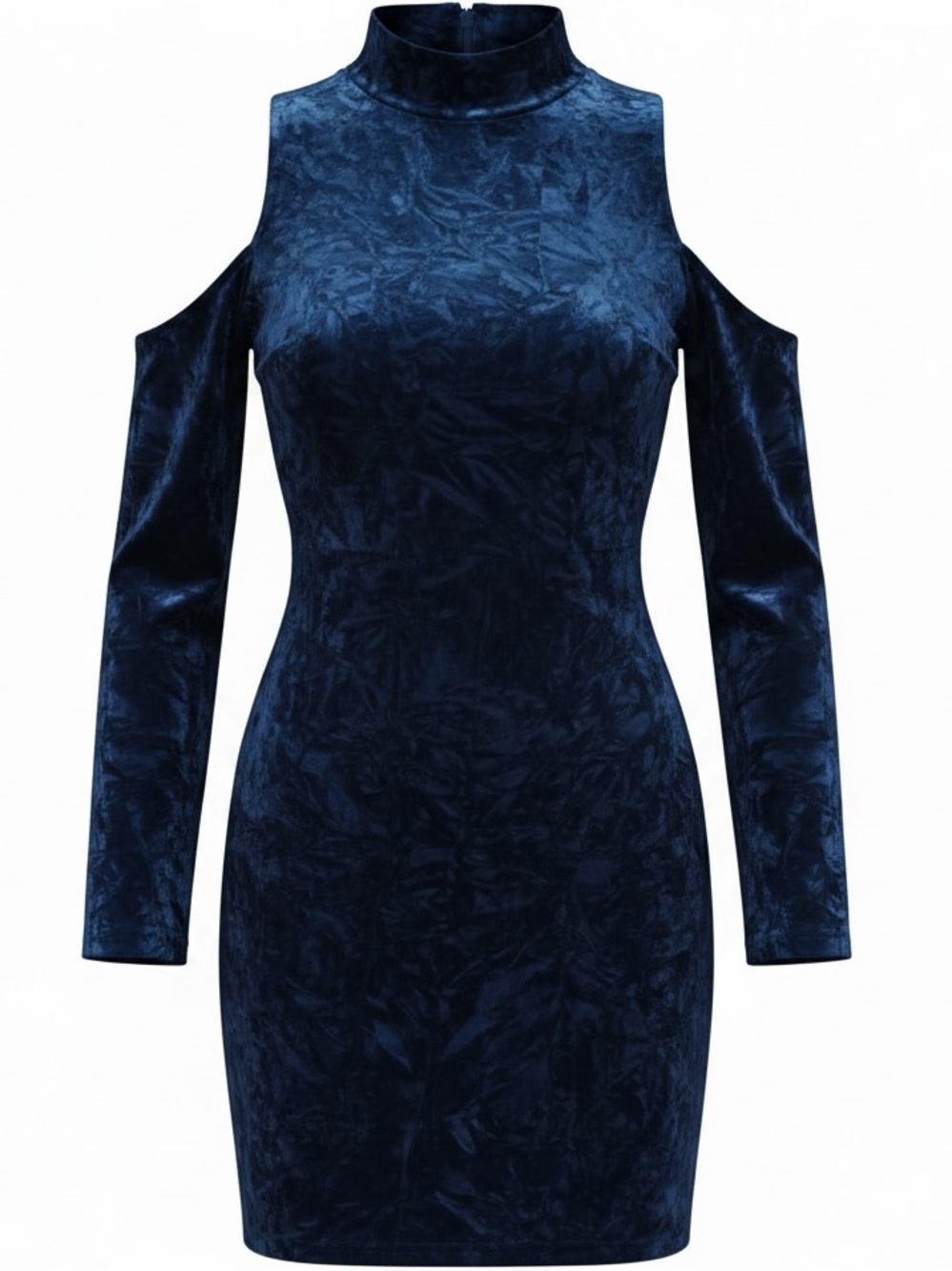Lulu's Navy Velvet Cold-Shoulder Bodycon Mini Dress